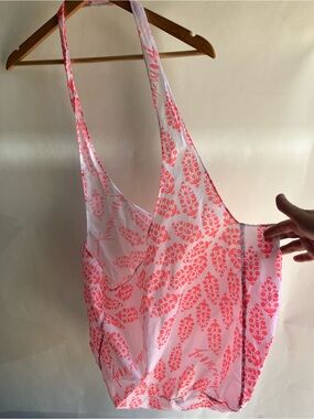 Free People Movement Tote Bag Hobo Large Oversized Pink White Floral EUC